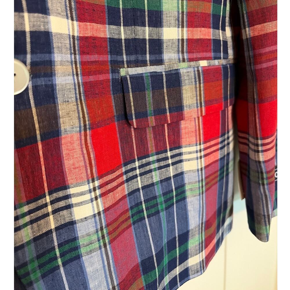NWT IZOD Plaid Linen Blend Sport Coat Blazer 42S Preppy Derby Golfcore - Picture 6 of 14